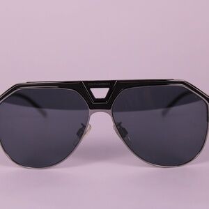 Dolce & Gabbana Black & Silver Geometric Aviator Sunglasses (Unisex)